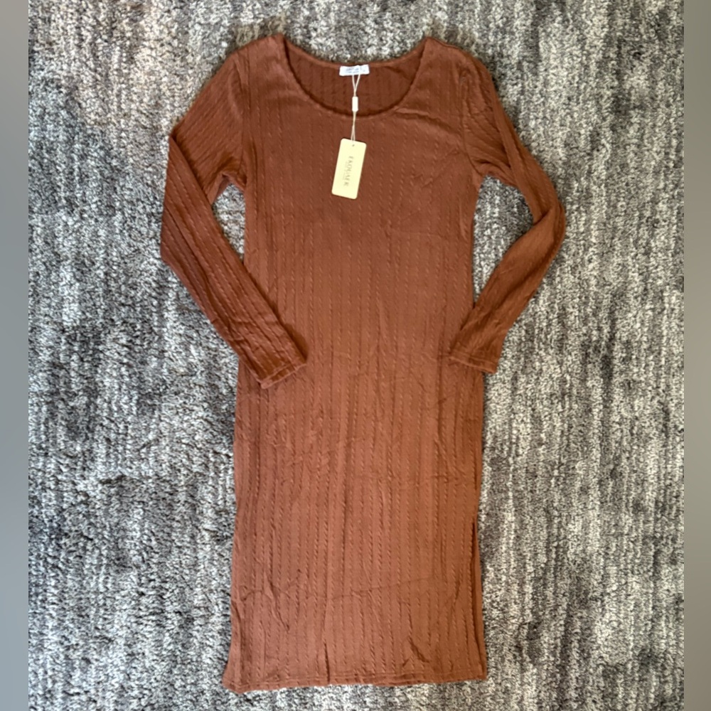 Chocolate Brown Long Sleeve Dress
